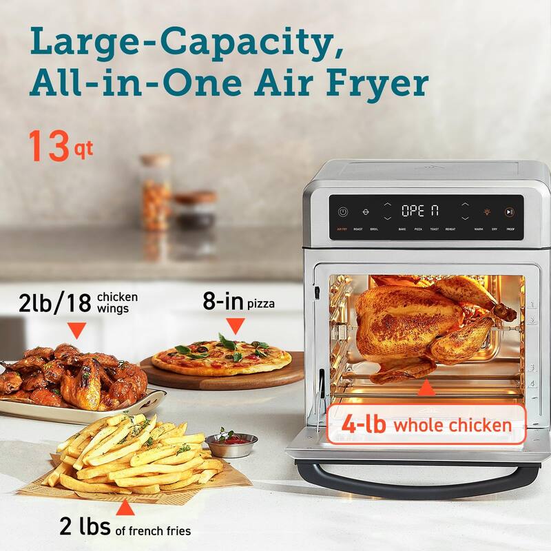 Air Fryer Toaster Oven, Airfryer Fits 8" Pizza, with Rotisserie